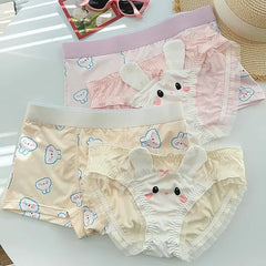 Couple Matching Set: Rabbit Print Boxer Brief + Panty