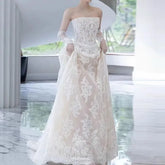 Plain Lace A-Line Tube Wedding Gown