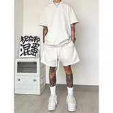 Drawstring Waist Plain Sweat Shorts