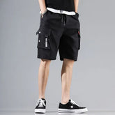 Drawstring Waist Plain Cargo Shorts
