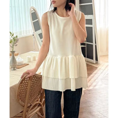 Sleeveless Pleated Ruffle Top