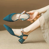 Pointed Chunky Heel Sandals