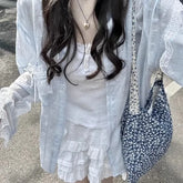 Plain Lace Trim Light Jacket Shirt