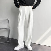 Mid Rise Plain Loose Fit Dress Pants