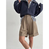 Unisex Mid Waist Plain Dress Shorts