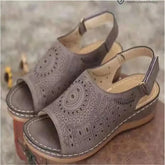 Peep Toe Wedge Heel Slingback Sandals
