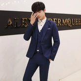 Set: Peak Lapel Single-Button Blazer + Tapered Dress Pants