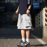 Drawstring Waist Plain Cargo Shorts