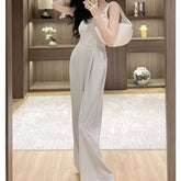 Sleeveless Square Neck Plain Wide Leg Jumpsuit