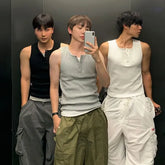 Henley-Neck Slim-Fit Tank Top