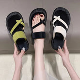Platform Faux Leather Toe Loop Sandals