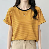 Short-Sleeve Round Neck Striped Tee