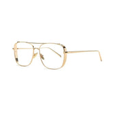 Double Bridge Square Metal Frame Eyeglasses