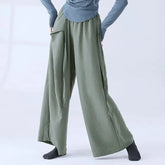 High Waist Plain Shirred Dance Wide Leg Pants
