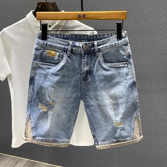 Mid Rise Washed Distressed Denim Shorts