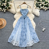 Spaghetti Strap Lace Maxi A-Line Dress