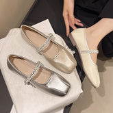 Square Toe Rhinestone Mary Jane Shoes