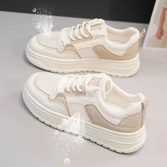 Mesh Panel Lace-Up Faux Leather Sneakers