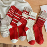Set of 2 Pairs: Striped Ribbed Socks