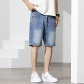 Mid Rise Washed Denim Shorts