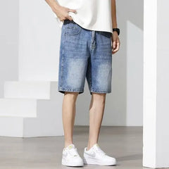Mid Rise Washed Denim Shorts