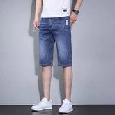 Mid Rise Washed Denim Shorts