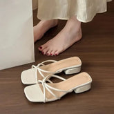 Strappy Knot Chunky Heel Slide Sandals