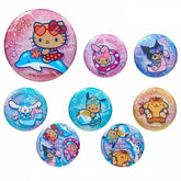 Sanrio Characters Sunburn Night Party Series Secret Glitter Tin Badge (Blind Box)