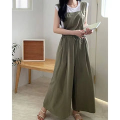 Sleeveless Plain Wide Leg Jumpsuit