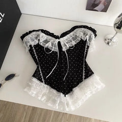 Sweetheart Neck Dotted Bustier Top