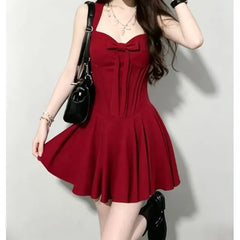 Sleeveless Sweetheart Neck Plain Mini A-Line Dress