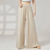 Elastic Waist Plain Dance Wide Leg Pants