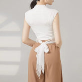 Sleeveless Mock Neck Plain Dance Top