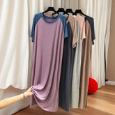 Short-Sleeve Crewneck Raglan Maxi T-Shirt Dress