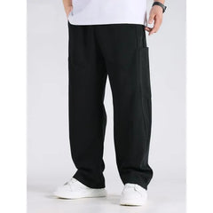 Drawstring Waist Plain Loose Fit Cargo Pants