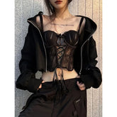 Fishbone Crop Lace Cami Top