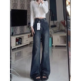 High Waist Washed Flared Jeans