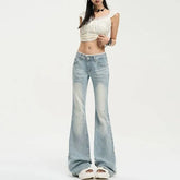 Low Waist Washed Flared Jeans