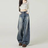 Mid Waist Washed Baggy Jeans