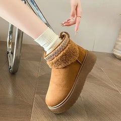 Platform Fleece-Lined faux Suede Ankle Snow Boots