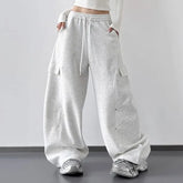 High Rise Plain Barrel Leg Baggy Sweatpants