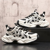 Mesh Panel Lace-Up Platform Sneakers