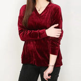 V-Neck Plain Velvet Sweatshirt