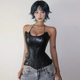 Faux Leather Bustier Top