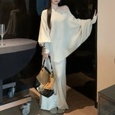 Off Shoulder Plain Sweater / Maxi Skirt