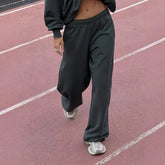 Low Waist Plain Straight-Fit Wide-Leg Sweatpants