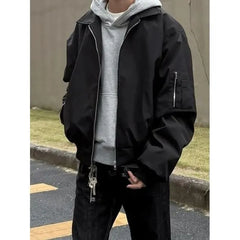 Plain Zip-Up Bomber Jacket