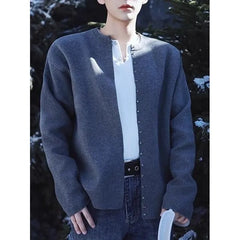 Round Neck Studded Cardigan