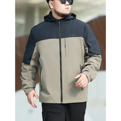 Plus Size Hooded Two Tone Zip Jacket
