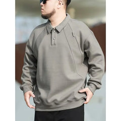 Plus Size Plain Polo Sweatshirt